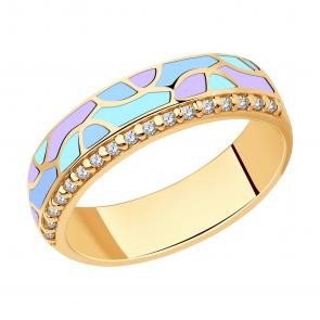 Кольцо из золочёного серебра Diamant с фианитом и эмалью 93-110-01574-1 фото