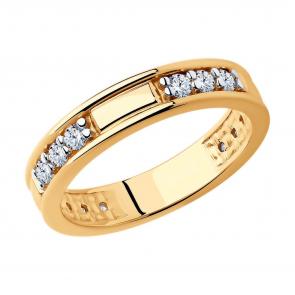 Кольцо из золочёного серебра Diamant с фианитом 93-110-01632-2 фото