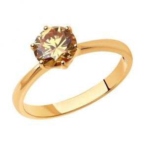 Кольцо из золочёного серебра Diamant с фианитом 93-110-01633-2 фото