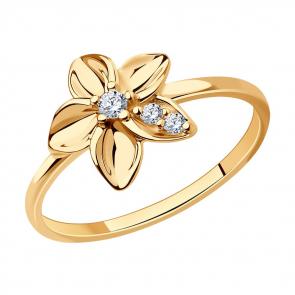 Кольцо из золочёного серебра Diamant с фианитом 93-110-01636-1 фото