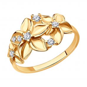 Кольцо из золочёного серебра Diamant с фианитом 93-110-01637-1 фото