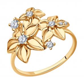 Кольцо из золочёного серебра Diamant с фианитом 93-110-01637-2 фото