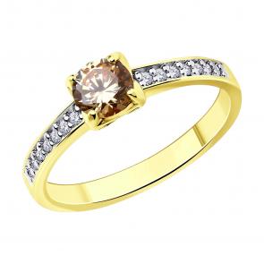 Кольцо из лимонного серебра Diamant с фианитом 93-110-01712-3 фото