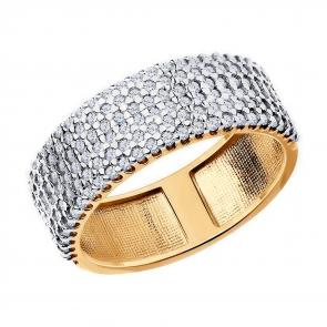 Кольцо из золочёного серебра Diamant с фианитом 93-110-01762-1 фото
