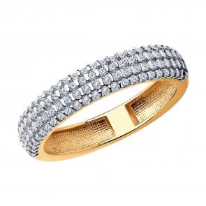 Кольцо из золочёного серебра Diamant с фианитом 93-110-01766-1 фото