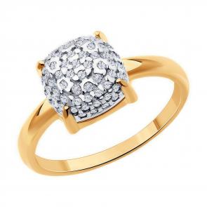Кольцо из золочёного серебра Diamant с фианитом 93-110-01827-1 фото