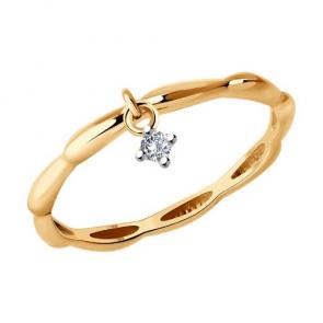Кольцо из золочёного серебра Diamant с фианитом 93-110-01887-2 фото