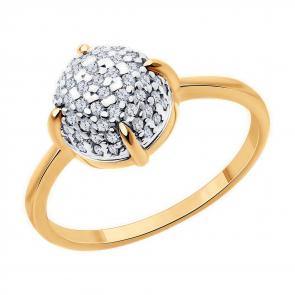 Кольцо из золочёного серебра Diamant с фианитом 93-110-01987-1 фото
