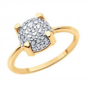 Кольцо из золочёного серебра Diamant с фианитом 93-110-01991-1 фото