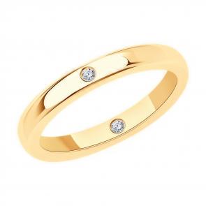 Кольцо из золочёного серебра Diamant с фианитом 93-110-02028-2 фото