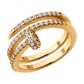 Кольцо из золочёного серебра Diamant с фианитом 93-110-02048-1 фото