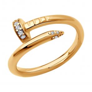 Кольцо из золочёного серебра Diamant с фианитом 93-110-02060-1 фото