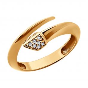 Кольцо из золочёного серебра Diamant с фианитом 93-110-02065-1 фото