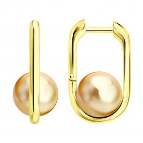 Серьги из лимонного серебра Diamant с жемчугом 93-120-00099-2 фото