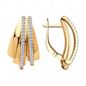 Серьги из золочёного серебра Diamant с фианитом 93-120-00425-1 фото