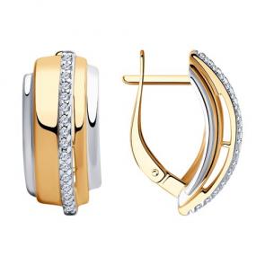 Серьги из золочёного серебра Diamant с фианитом 93-120-00426-1 фото