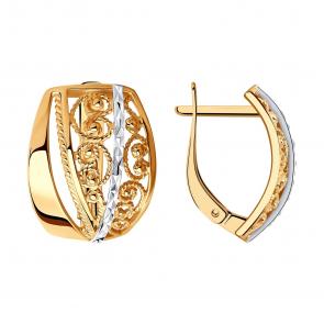 Серьги из золочёного серебра с алмазной гранью Diamant 93-120-00638-1 фото