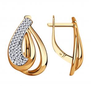 Серьги из золочёного серебра Diamant с фианитом 93-120-00691-1 фото