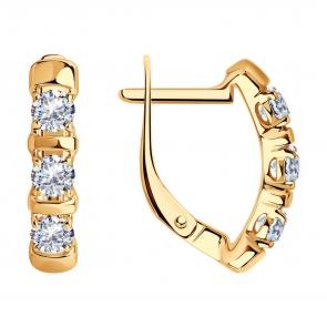 Серьги из золочёного серебра Diamant с фианитом 93-120-01304-1 фото
