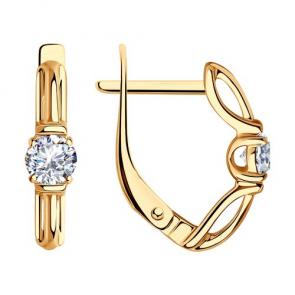 Серьги из золочёного серебра Diamant с фианитом 93-120-01370-1 фото