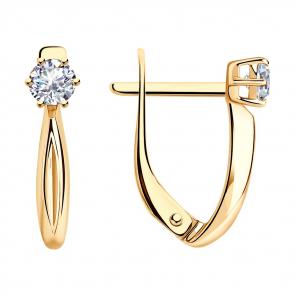 Серьги из золочёного серебра Diamant с фианитом 93-120-01376-1 фото