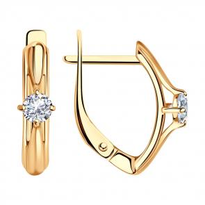 Серьги из золочёного серебра Diamant с фианитом 93-120-01381-1 фото