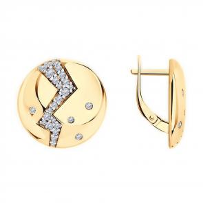 Серьги из золочёного серебра Diamant с фианитом 93-120-01465-1 фото