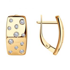 Серьги из золочёного серебра Diamant с фианитом 93-120-01516-1 фото
