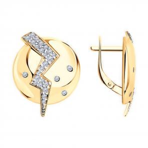 Серьги из золочёного серебра Diamant с фианитом 93-120-01525-1 фото
