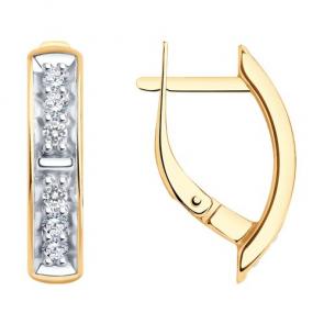 Серьги из золочёного серебра Diamant с фианитом 93-120-01544-1 фото