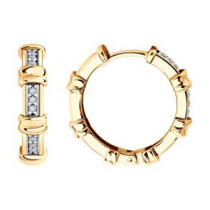 Серьги из золочёного серебра Diamant с фианитом 93-120-01547-2 фото