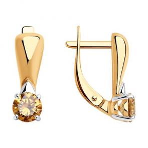 Серьги из золочёного серебра Diamant с фианитом 93-120-01548-2 фото