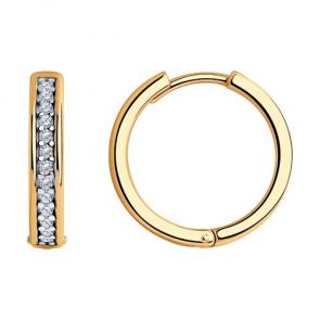 Серьги из золочёного серебра Diamant с фианитом 93-120-01549-2 фото