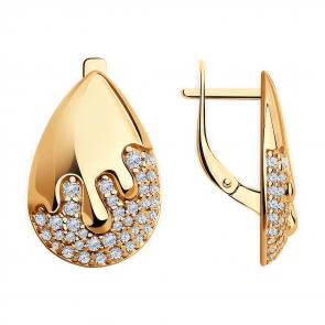 Серьги из золочёного серебра Diamant с фианитом 93-120-01559-1 фото