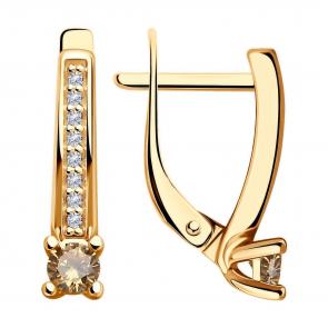 Серьги из золочёного серебра Diamant с фианитом 93-120-01573-2 фото