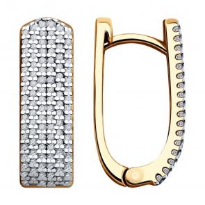 Серьги из золочёного серебра Diamant с фианитом 93-120-01762-1 фото