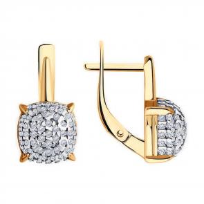 Серьги из золочёного серебра Diamant с фианитом 93-120-01827-1 фото