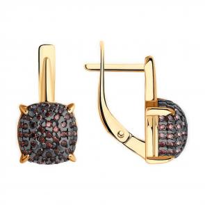 Серьги из золочёного серебра Diamant с фианитом 93-120-01827-2 фото