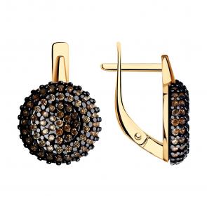 Серьги из золочёного серебра Diamant с фианитом 93-120-01828-1 фото