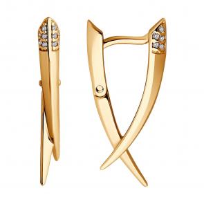 Серьги из золочёного серебра Diamant с фианитом 93-120-01848-1 фото