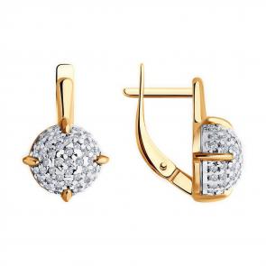 Серьги из золочёного серебра Diamant с фианитом 93-120-01987-1 фото