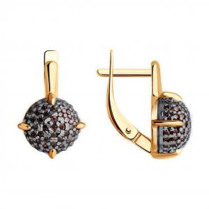 Серьги из золочёного серебра Diamant с фианитом 93-120-01987-2 фото