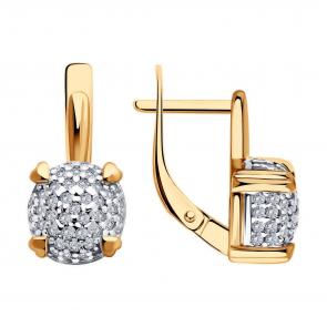 Серьги из золочёного серебра Diamant с фианитом 93-120-01991-1 фото