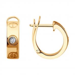 Серьги из золочёного серебра Diamant с фианитом 93-120-02024-1 фото