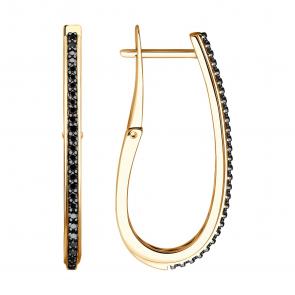 Серьги из золочёного серебра Diamant с фианитом 93-120-02077-1 фото