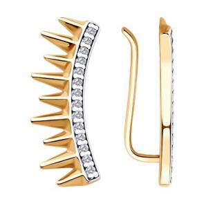 Серьги из золочёного серебра Diamant с фианитом 93-120-02102-2 фото