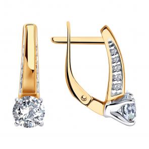 Серьги из золочёного серебра Diamant с фианитом 93-120-02129-1 фото