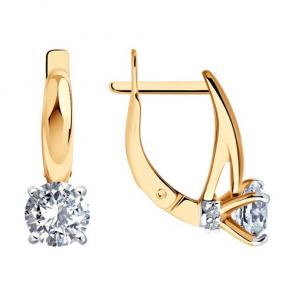 Серьги из золочёного серебра Diamant с фианитом 93-120-02133-1 фото