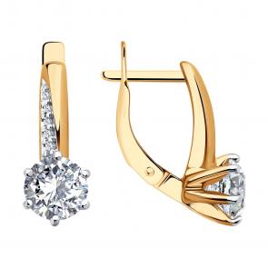 Серьги из золочёного серебра Diamant с фианитом 93-120-02134-1 фото