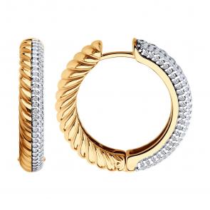 Серьги из золочёного серебра Diamant с фианитом 93-120-02160-1 фото